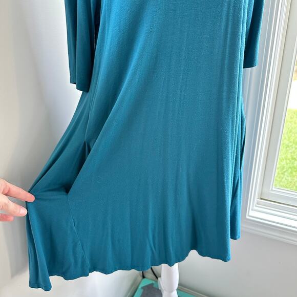 Eileen Fisher Blue Small Shift Shirt Dress w/ Pockets Relaxed Comfortable Casual - Picture 3 of 8